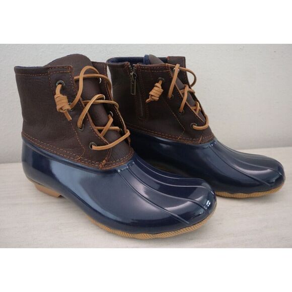 Sperry Top-Sider STS91175 Women's Sz 10M Tan/Navy Saltwater Duck Boots SIB - Picture 1 of 11